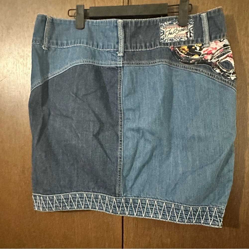 Joe Browns Multicolour Blue Patchwork Denim Skirt with Bird Embroidery Sz 12 - Picture 8 of 13